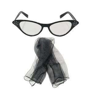 5931 Chiffon Scarf And Cat Eye Glasses, 1950s Vintage Costume